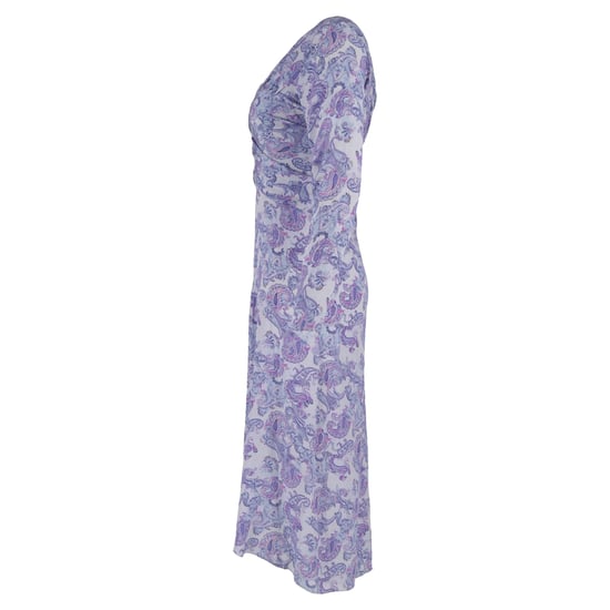 Isabel Marant Telima jurk van crêpe met uitsnijdingen, ruches en paisleyprint in paarse zijde - Image 2