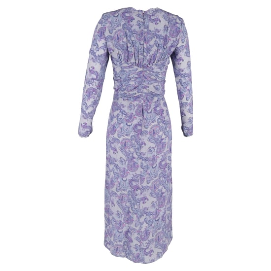 Isabel Marant Telima jurk van crêpe met uitsnijdingen, ruches en paisleyprint in paarse zijde - Image 3