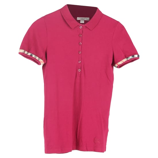 Burberry Brit poloshirt met ruitjesrand en korte mouwen in roodpaars katoen - Image 1
