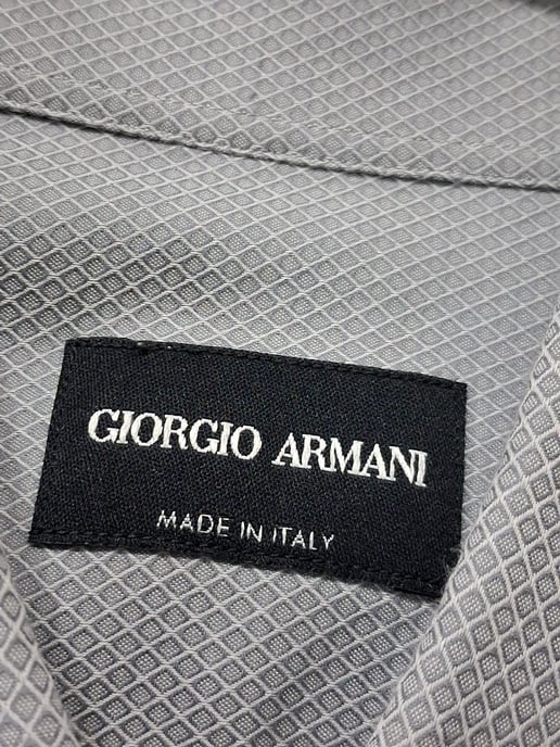 Giorgio Armani overhemd met patroon en verborgen knoopsluiting in grijs katoen - Image 6