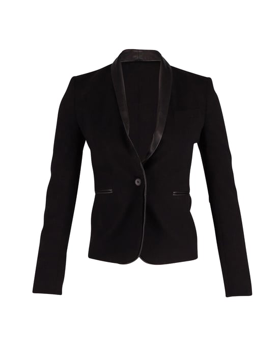 Maje Blazer met contrasterende bies in zwarte wol - Image 1