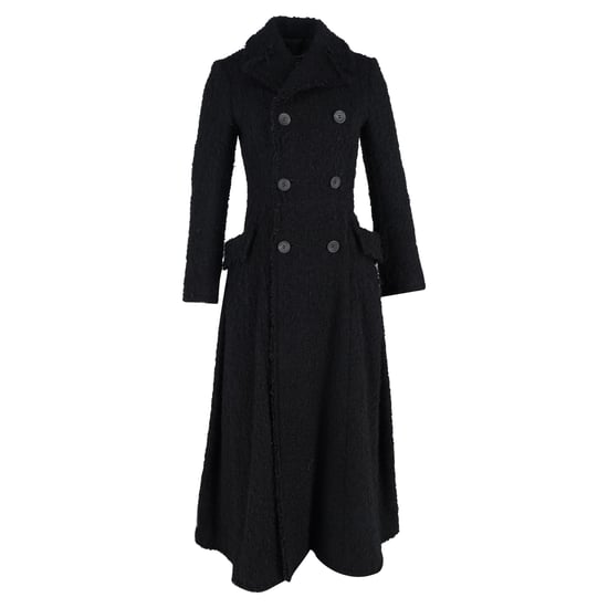 Comme des Garçons lange bouclé-jas met dubbele rij knopen van zwarte wol - Image 1