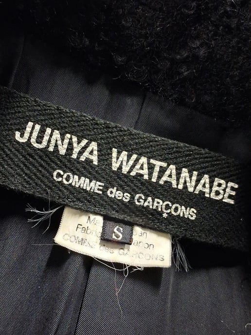 Comme des Garçons lange bouclé-jas met dubbele rij knopen van zwarte wol - Image 5