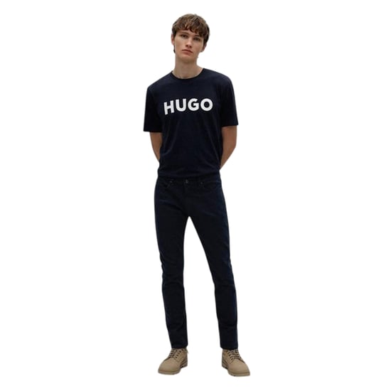 Hugo Heren-T-shirt met Dulivio-logo in contrasterende kleuren (Black Iris Marineblauw/Wit) - Image 3
