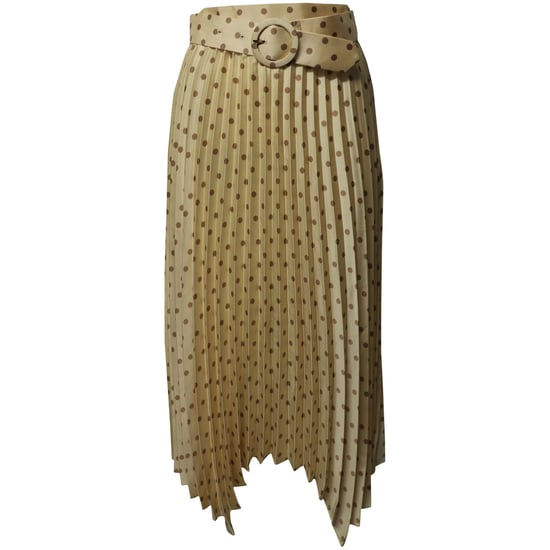 Sandro geplooide maxi-rok met riem in goudkleurige zijde - Image 1
