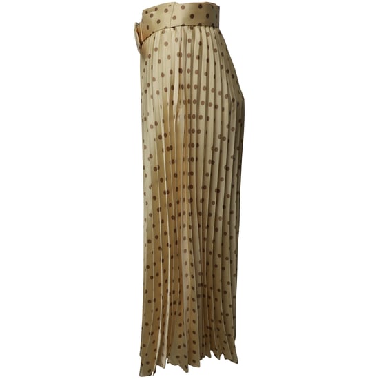 Sandro geplooide maxi-rok met riem in goudkleurige zijde - Image 2