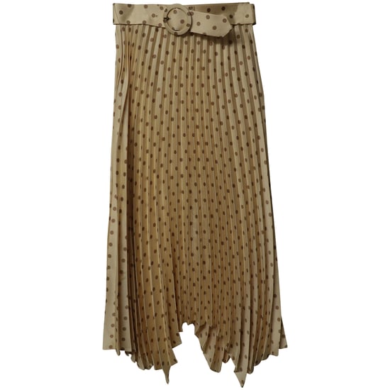 Sandro geplooide maxi-rok met riem in goudkleurige zijde - Image 5