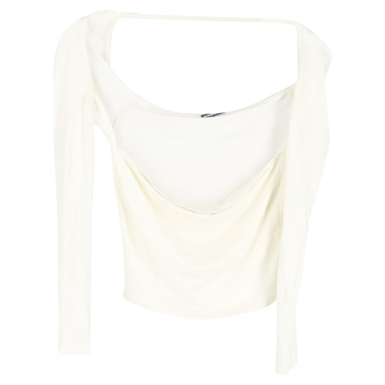 Jacquemus Le T-shirt Lucciu Stretch Woven Top in White Lyocell - Image 1
