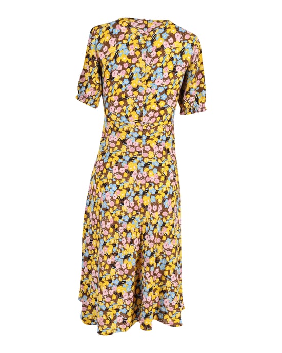 Diane Von Furstenberg midi-jurk met bloemenprint in gele viscose - Image 3