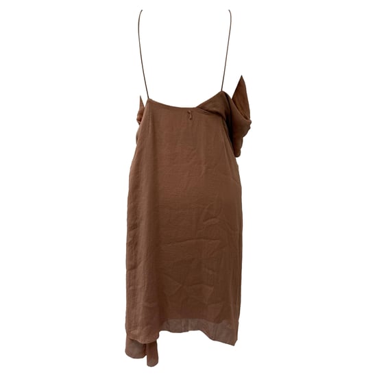 Acne Studios gedrapeerde mini-jurk met halternek in bruin triacetaat - Image 3