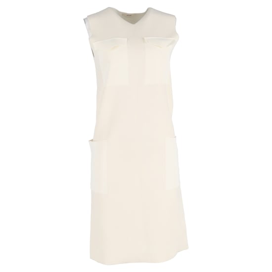 Celine mouwloze midi-jurk met vier zakken in crèmekleurige viscose - Image 1