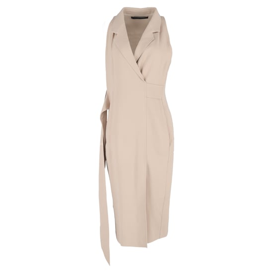 Roland Mouret midi-jurk met wikkeleffect in beige viscose. - Image 1