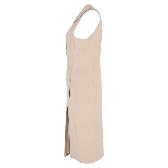 Roland Mouret midi-jurk met wikkeleffect in beige viscose. - Image 2