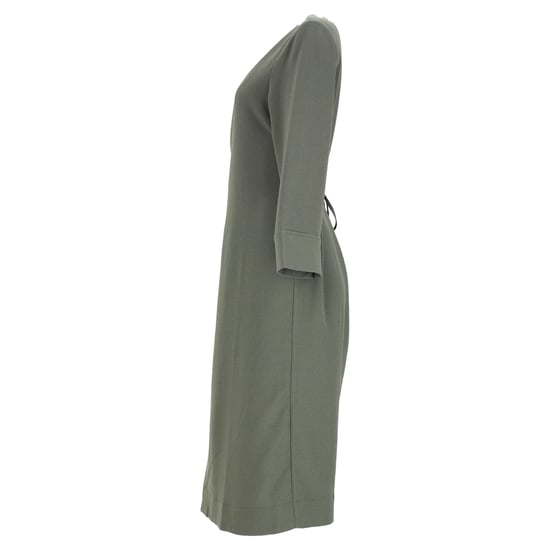 Ganni crêpe midi-wikkeljurk in legergroen polyester - Image 2