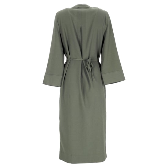 Ganni crêpe midi-wikkeljurk in legergroen polyester - Image 3