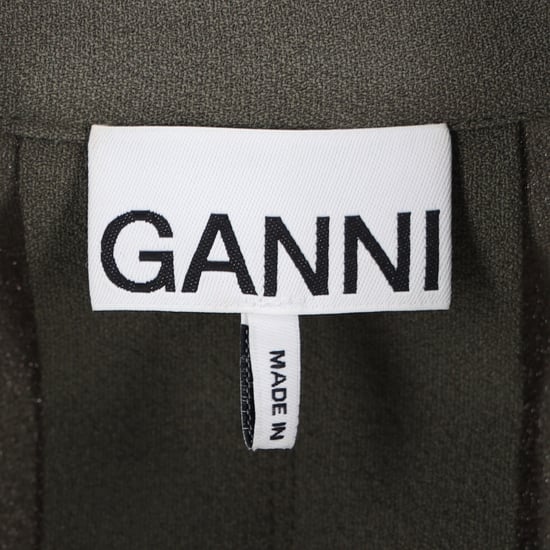 Ganni crêpe midi-wikkeljurk in legergroen polyester - Image 4