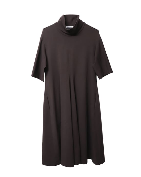 Jil Sander A-lijn jurk met col in bruine modal - Image 4