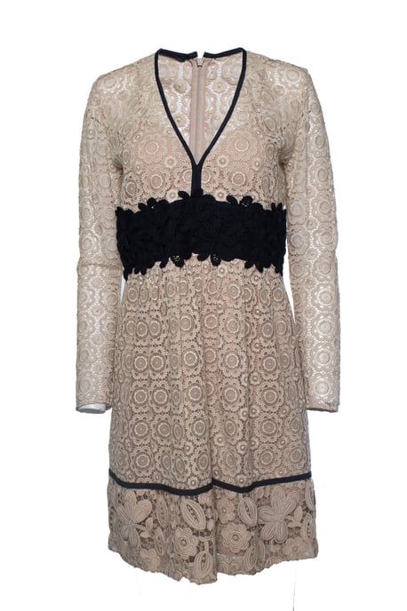 Burberry, SS16 Cocktail midi-jurk in beige kant - Image 1