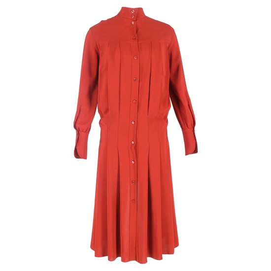Chloé midi-jurk met colkraag en knoopsluiting aan de achterkant in rode zijde - Image 1