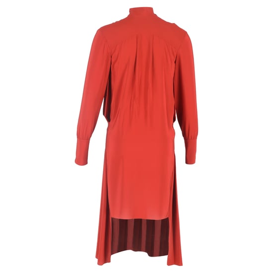Chloé midi-jurk met colkraag en knoopsluiting aan de achterkant in rode zijde - Image 3