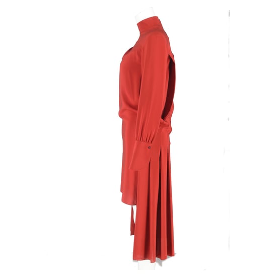 Chloé midi-jurk met colkraag en knoopsluiting aan de achterkant in rode zijde - Image 5
