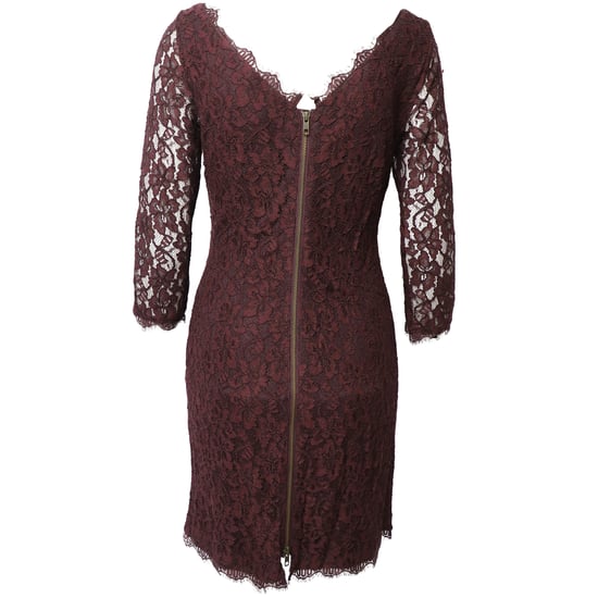 Diane Von Furstenberg kanten jurk in bordeauxrode rayon - Image 3