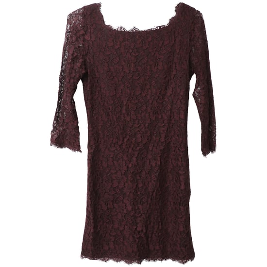Diane Von Furstenberg kanten jurk in bordeauxrode rayon - Image 4