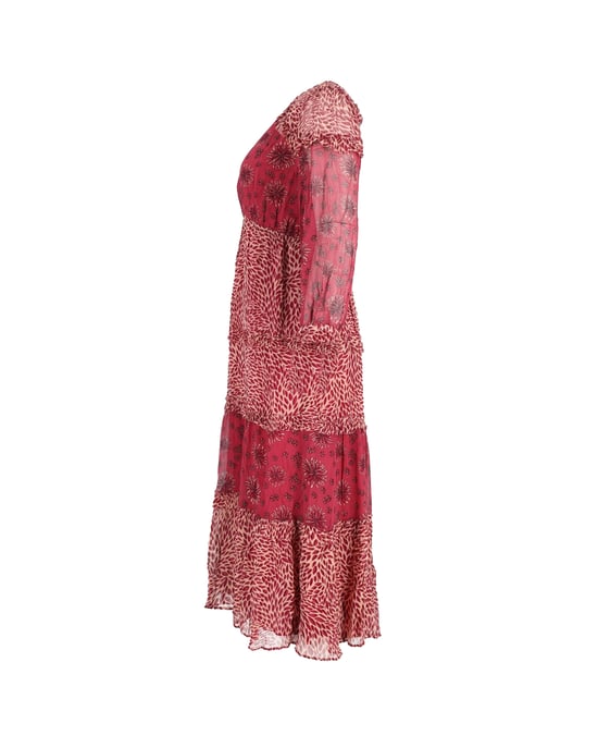 Ba&sh Gypsie midi-jurk met gemengde print in bordeauxrode viscose - Image 2