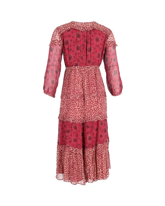 Ba&sh Gypsie midi-jurk met gemengde print in bordeauxrode viscose - Image 3