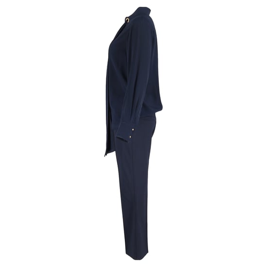 Chloé blouse en broek met strik bij de hals in marineblauwe viscose. - Image 2