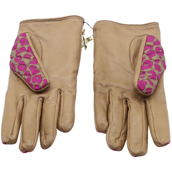 Handschoenen met moerbeiprint in bruin leer - Image 4