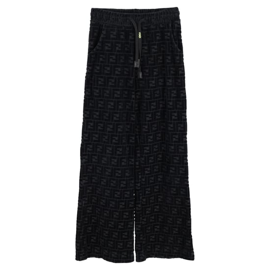 Fendi FF broek met wijde pijpen en trekkoord in zwart fluweel - Image 1
