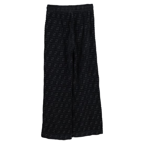 Fendi FF broek met wijde pijpen en trekkoord in zwart fluweel - Image 2