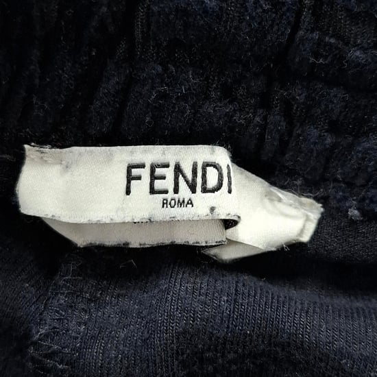 Fendi FF broek met wijde pijpen en trekkoord in zwart fluweel - Image 3