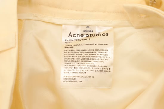 Acne Studios broek met zijsluiting in geel linnen - Image 4