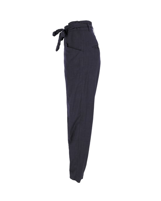 Isabel Marant Etoile broek met strikceintuur in marineblauwe wol - Image 2