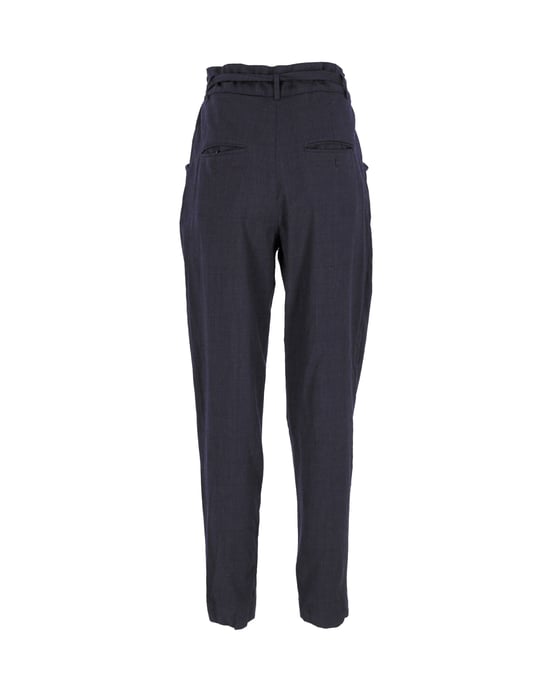 Isabel Marant Etoile broek met strikceintuur in marineblauwe wol - Image 3