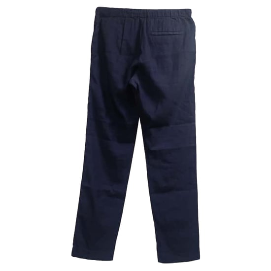 Dries Van Noten rechte broek met trekkoord in marineblauw linnen - Image 3