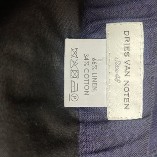 Dries Van Noten rechte broek met trekkoord in marineblauw linnen - Image 5