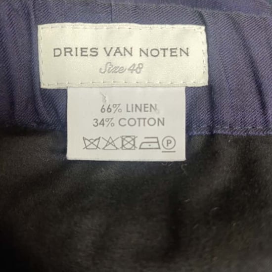 Dries Van Noten rechte broek met trekkoord in marineblauw linnen - Image 6