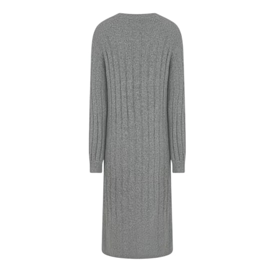 Pieces Gebreide midi-jurk met ronde hals en lange mouwen voor dames (Medium grijs gemêleerd) - Image 3