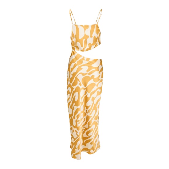 AX Paris Midi-feestjurk voor dames van polyester met asymmetrische uitsnijdingen (Mosterdprint) - Image 3