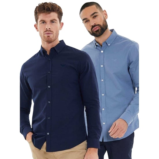 Threadbare Herenoverhemd in Oxford-stijl, reguliere pasvorm (set van 2) (Marine/Denim) - Image 2