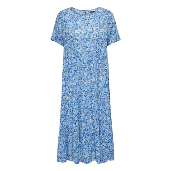 Only Maxijurk met korte mouwen en bloemenpatroon voor dames (Provinciaal Blauw) - Image 1