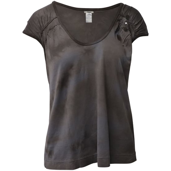Chloe tie-dye T-shirt met bloemenversiering in grijs katoen - Image 1