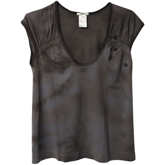 Chloe tie-dye T-shirt met bloemenversiering in grijs katoen - Image 5