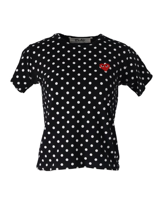 Comme des Garcons PLAY T-shirt met stippen en hartembleem in zwart katoen - Image 1