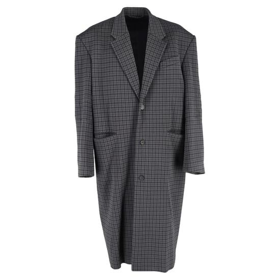 Balenciaga oversized jas met pied-de-poulepatroon in grijs polyester - Image 1