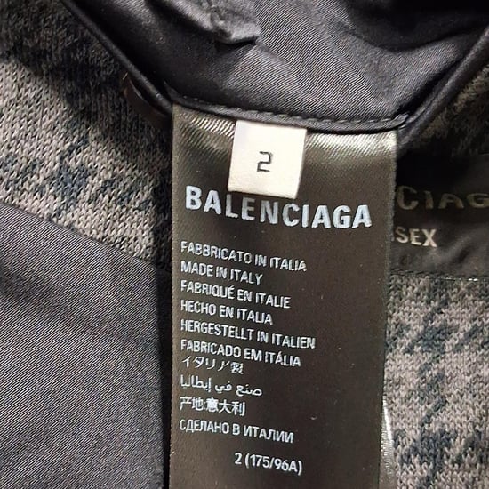 Balenciaga oversized jas met pied-de-poulepatroon in grijs polyester - Image 5