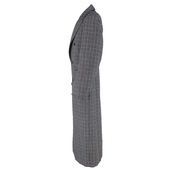 Balenciaga dubbelbreasted jas met ruitpatroon en relaxte pasvorm in grijze wol. - Image 2